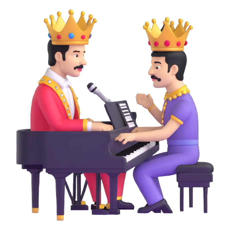 Freddie Mercury wearing crown playing piano sticker