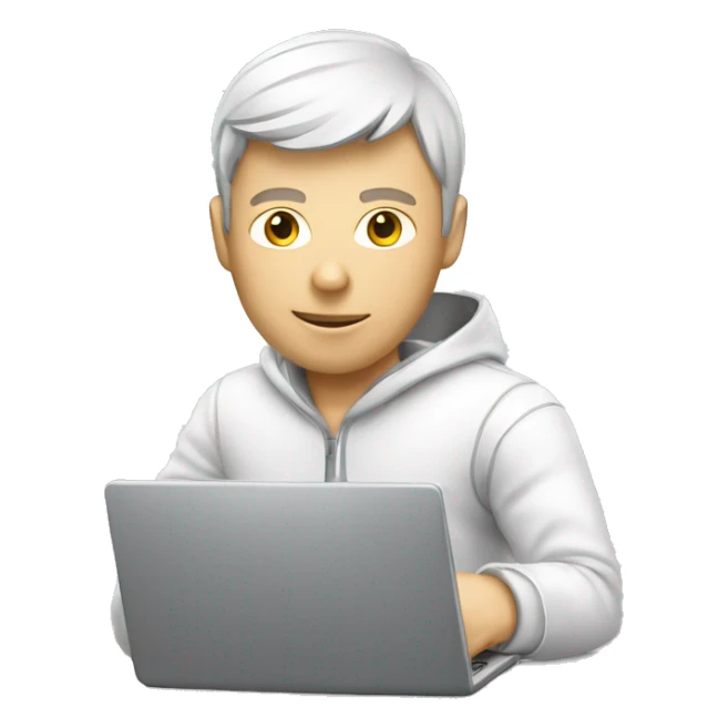 white male cybersportsman with laptop sticker