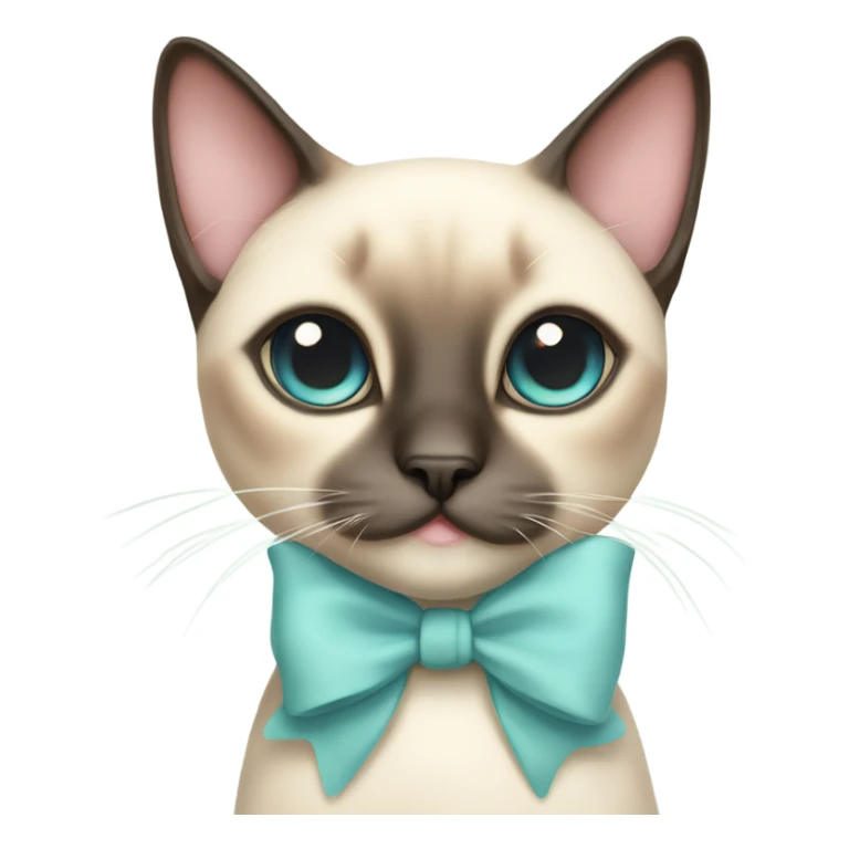 A cute Siamese cat with a bow on top and everything is done in soft pastel colors sticker