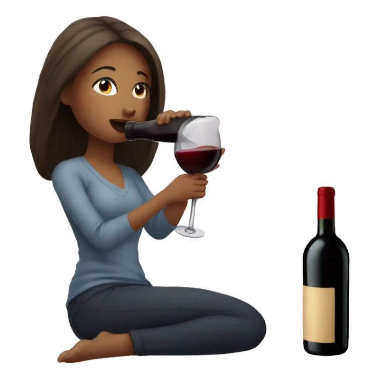 Girl drinking red wine directly at the bottle  sticker
