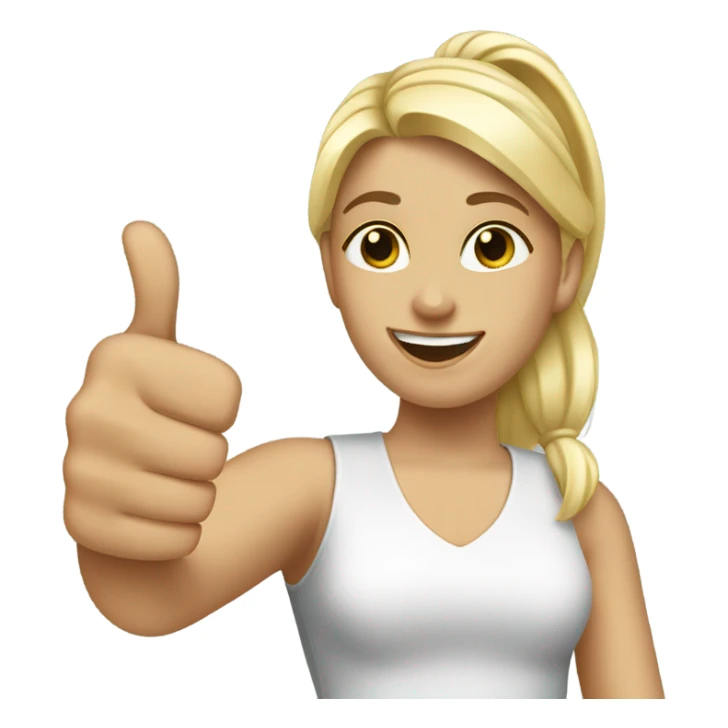 a girl with blonde ponytail thumbs up  sticker