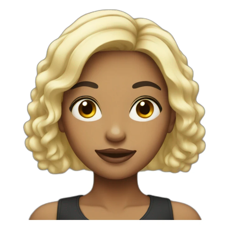 round face black hair woman sticker