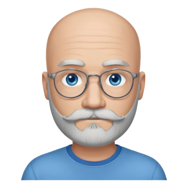 Bald man with blue eyes grey beard and moustache. Hipster.  sticker