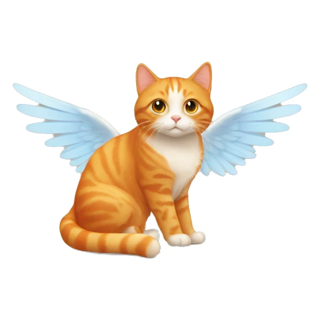orange cat with halo and wings sticker