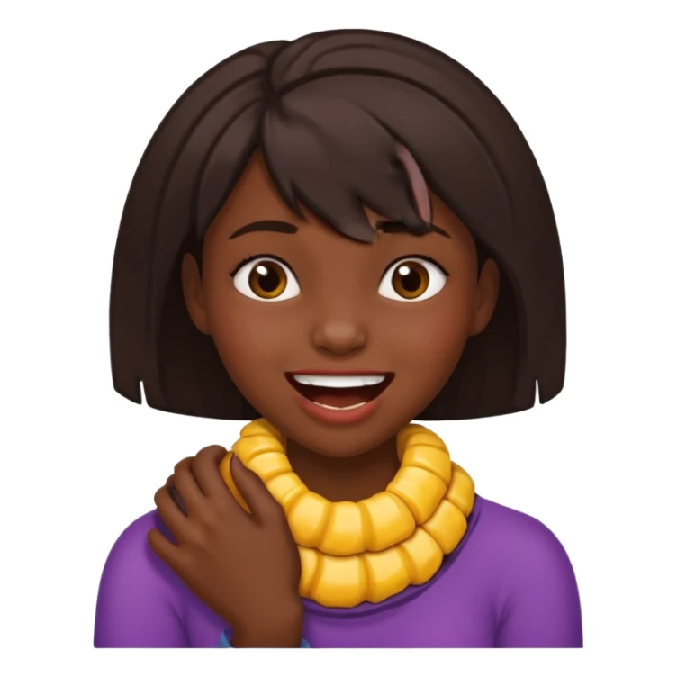 african girl choking herself and smiling sticker
