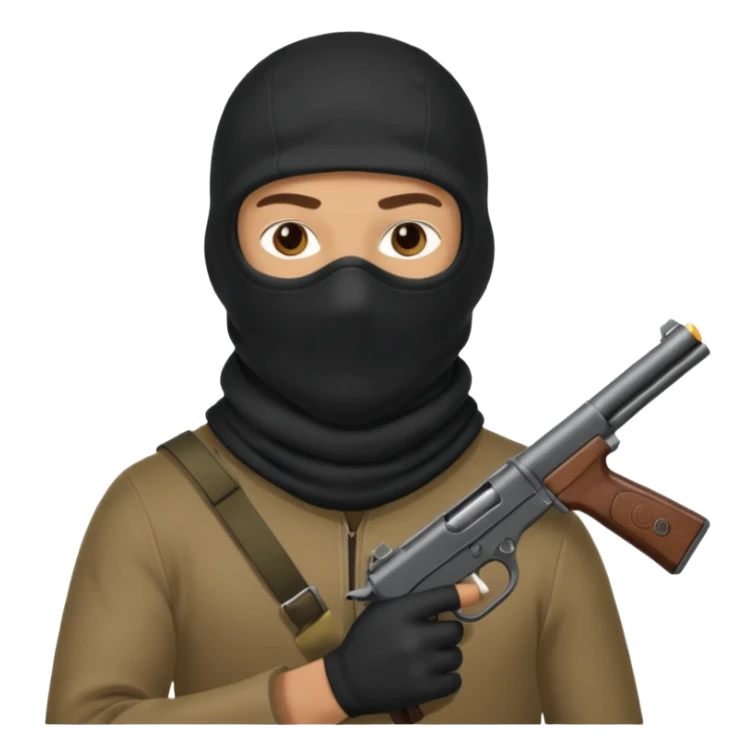 Chico con un Pasa montañas y un arma calibre 38 sticker