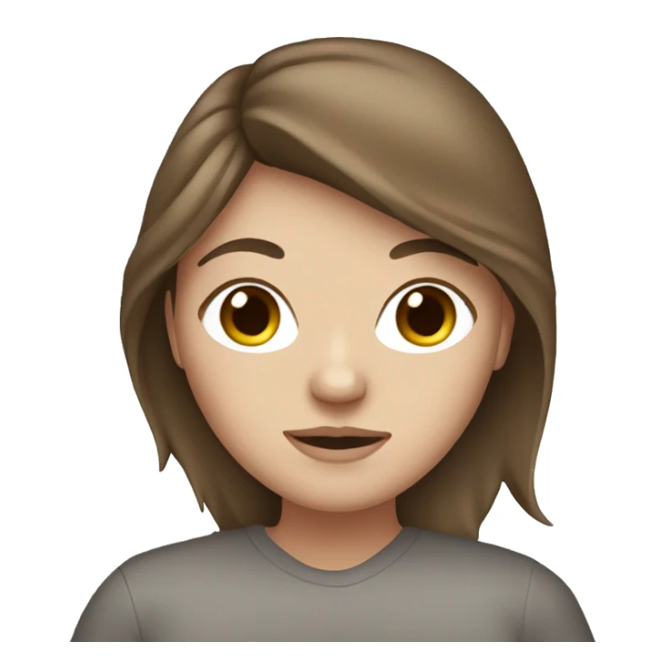 White girl with brown hair wearing a face mask sticker