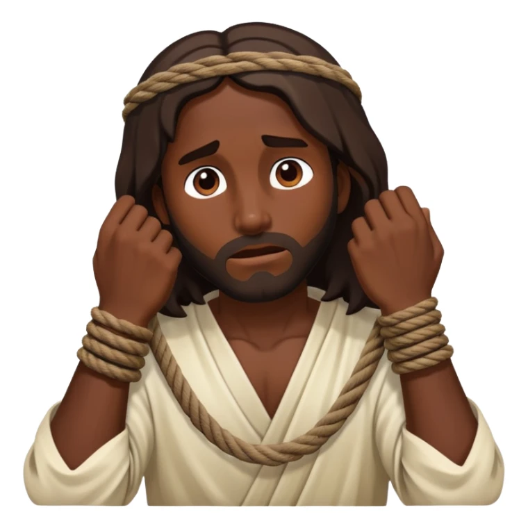 Dark skin Jesus with ropes on wrist captured  sticker