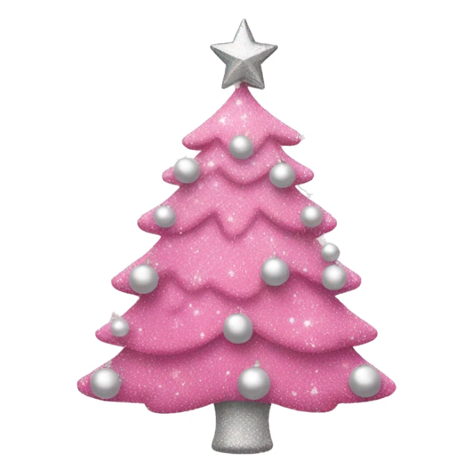 Pink Christmas tree with white and silver sparkly ornament  sticker
