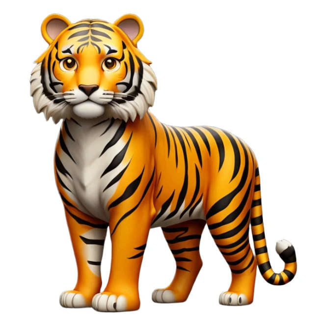 cinematic- noble-tiger-realistic-full-body-standing-emoji,-massive-striped-frame-exuding-power-and-grace,-bold-orange-fur-with-thick-black-stripes,-head-tilted-dramatically,-piercing-yellow-eyes-focused-intensely,-simplified-yet-realistic-focused-features,-highly-detailed,-glowing-with-an-almost-sarcastic-glow expressive eyes sticker