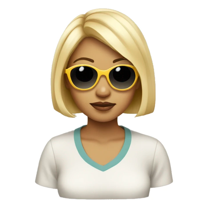 Girl with short blond bob and retro skinny sunglasses sticker