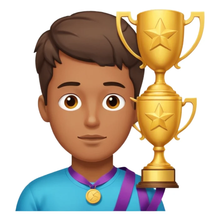 a dude dreaming of something successful, expressive face, thought bubble with a trophy or gold medal, vibrant colors sticker