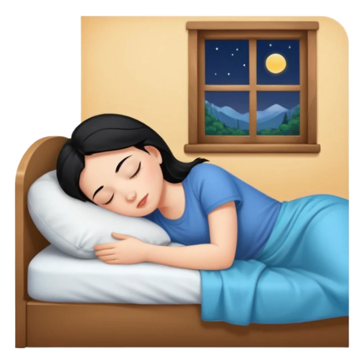 girl with black hair in short sleeves sleeping at home sticker