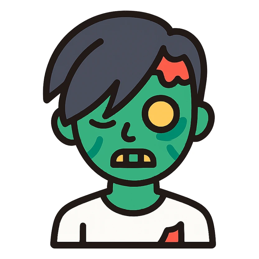 zombie boy with emo hair and white shirt sticker