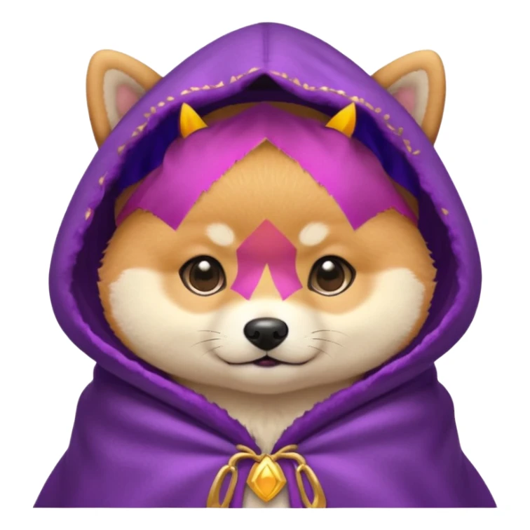 baby shiba dog, in magic purple cloak sticker