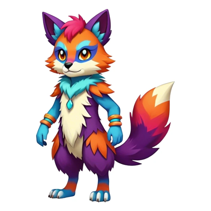 Edgy colorful anthro fursona Fakemon full body sticker