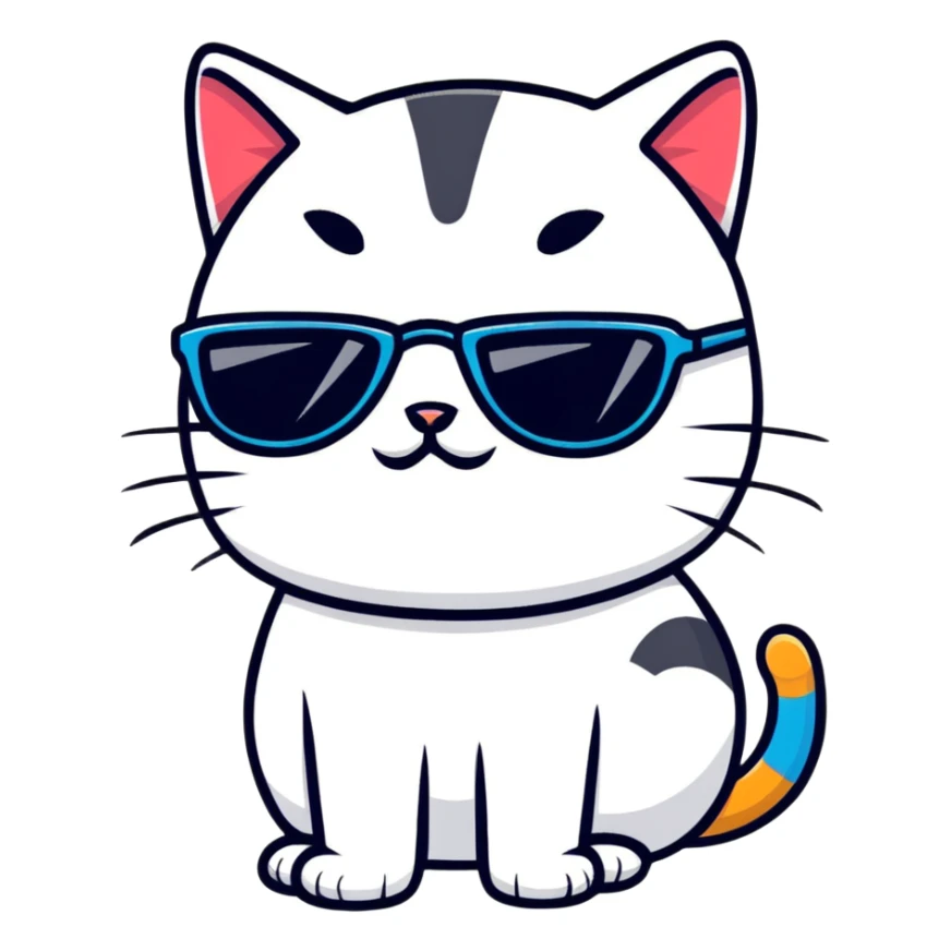 Cat wearing sunglasses, cool attitude sticker