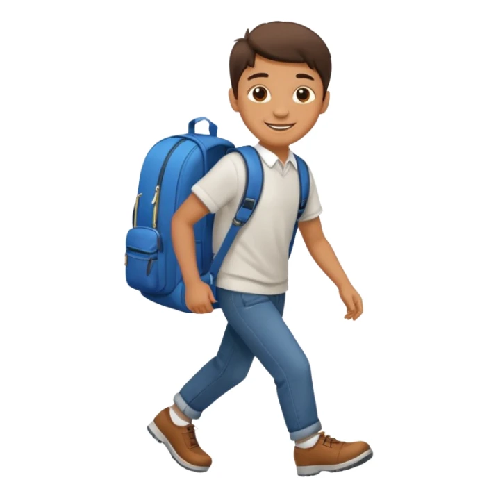 emoji of a boy with a school bag stepping sticker