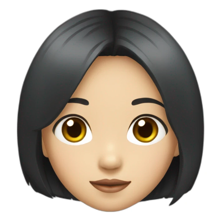 black-short-bob-hair-japanese-girl-face sticker