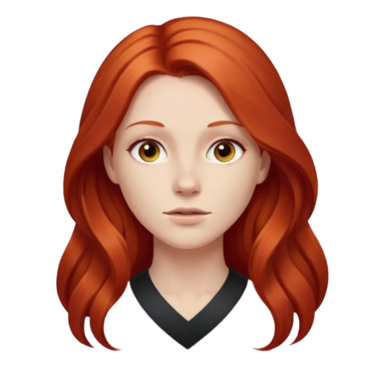 une personne joli, aved des cheveux long rouxde face dans un rond  sticker