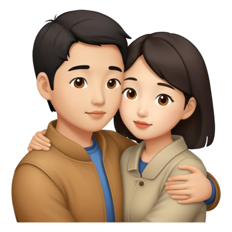 Asian couple cuddling and kissing  sticker