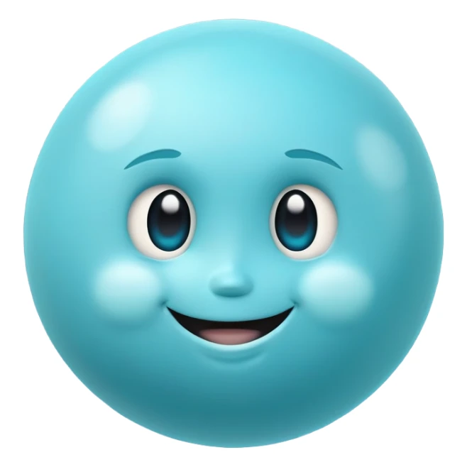 Uranus planet with pale blue surface, rings, and a cute smiling face sticker