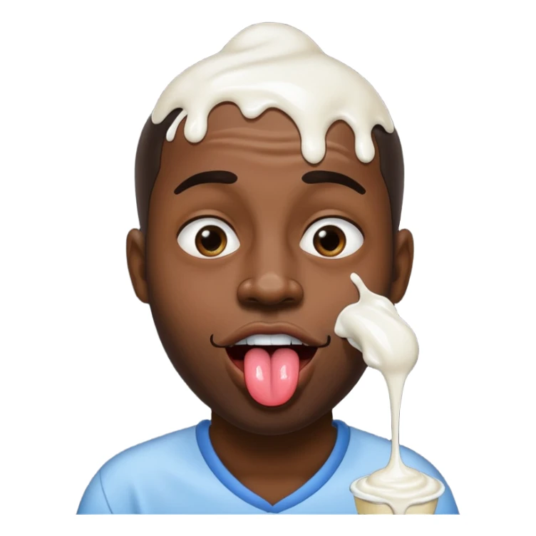 black man with giant tongue and white yogurt dripping down his cheeks sticker