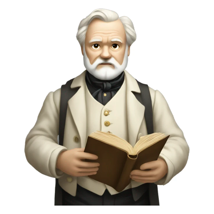 Victor Hugo holds a book in his hand sticker