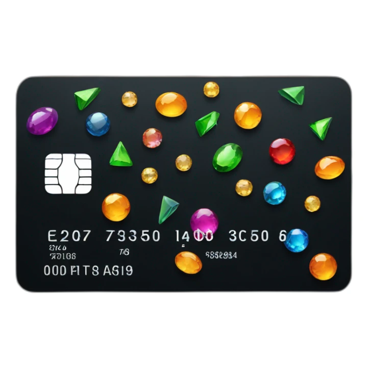 Black credit card with gems sticker