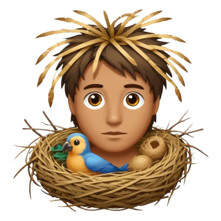 Man who has a Birds Nest for hair sticker