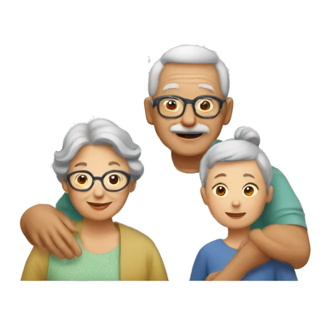grandpa, grandma, and child sticker