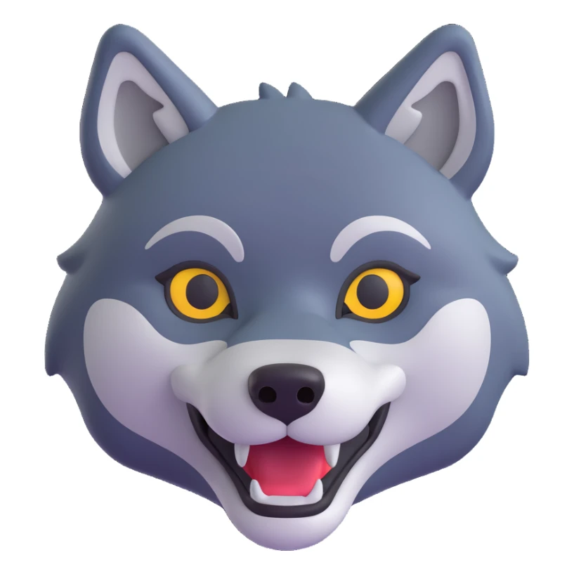 A wolf in microsoft style 3d fluent emojis sticker