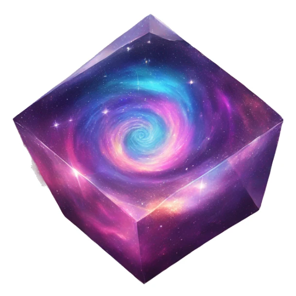 A vibrant, swirling galaxy inside a crystal, with tiny stars and cosmic dust floating around it.

 sticker