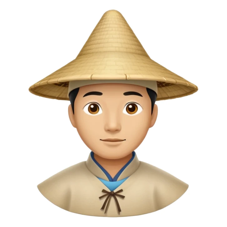 man with Chinese cap, traditional Asian conical hat sticker