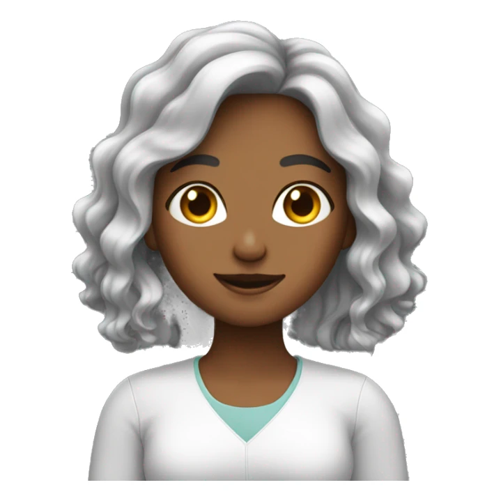 A girl working with wave hair in laptop sticker