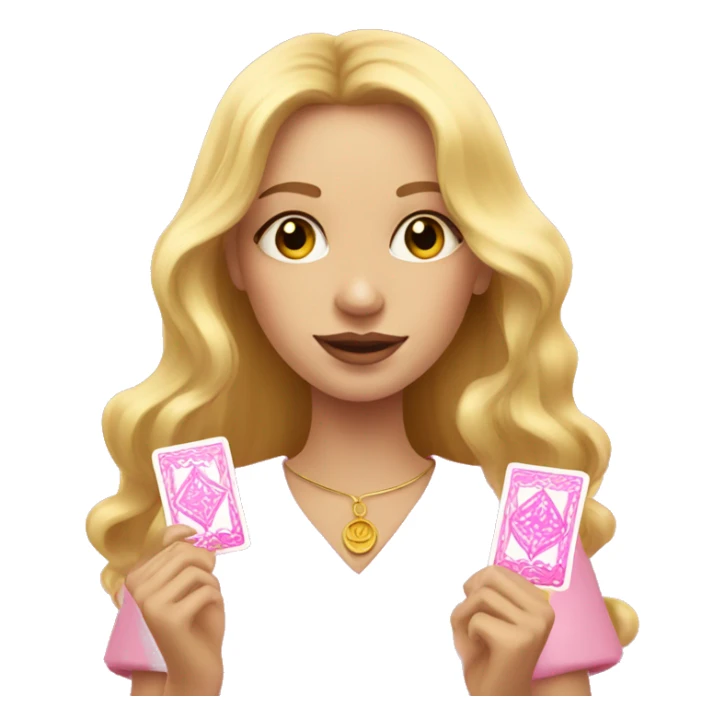 Blonde girl with pink pink tarot gold cards sticker