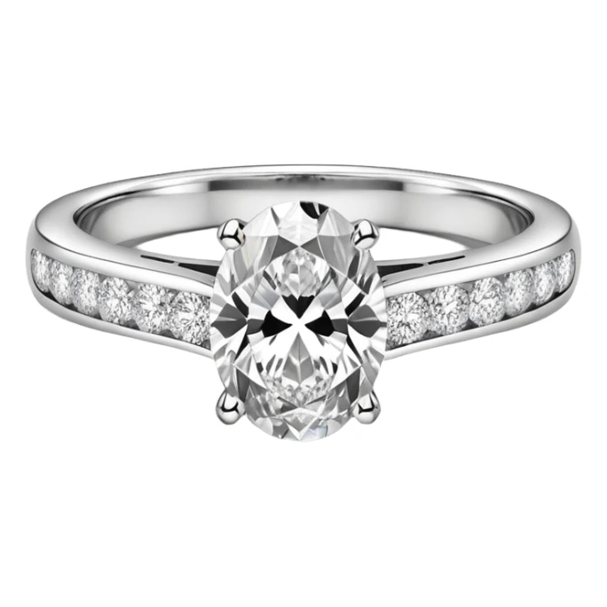 Oval Engagement ring diamond channel set band  sticker