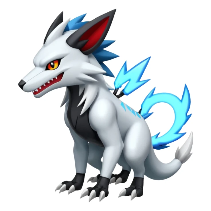 Futuristic Modern Zeraora-Reshiram-Zoroark-fusion sticker