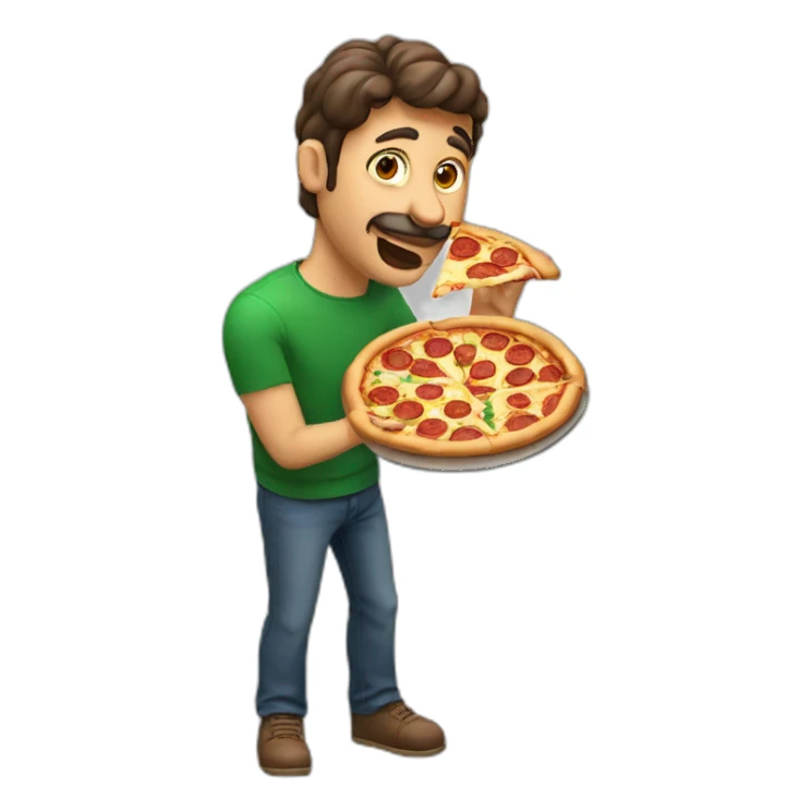 Italian man eating pizza and using fingers sticker
