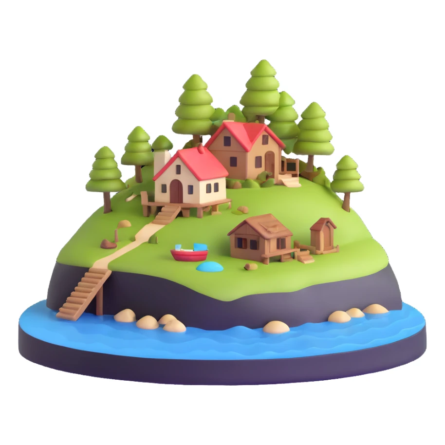 miniature island with little house sticker