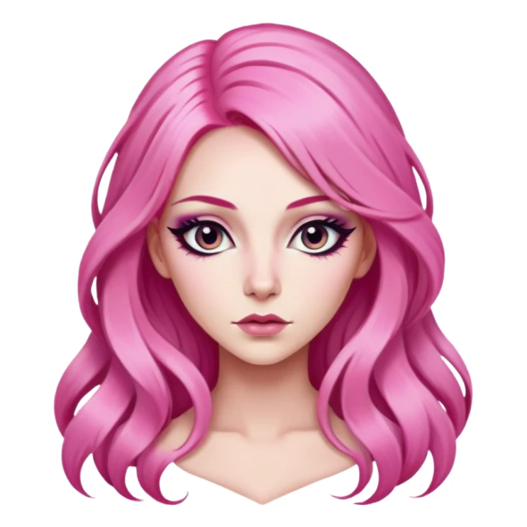 pretty long and pink hair baddie with eyeliner  sticker