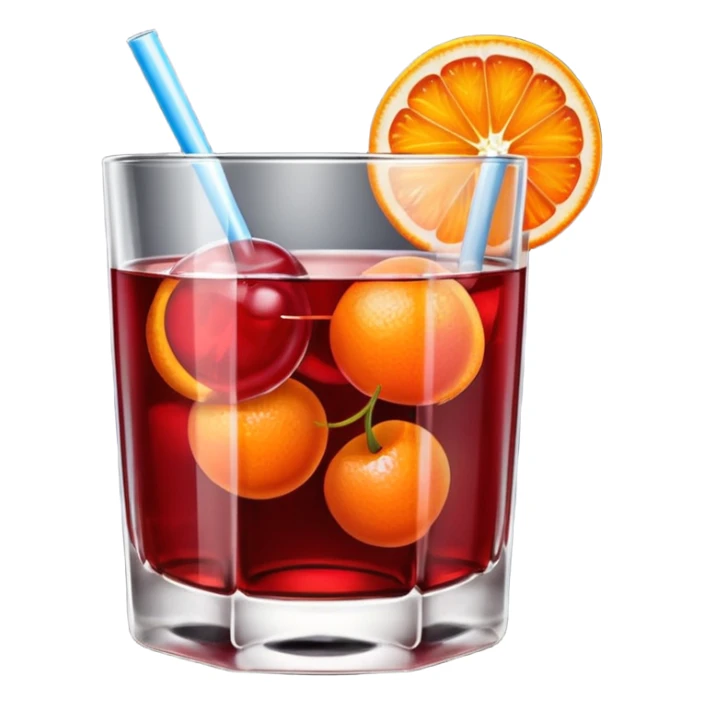 Mach mir einen Cherry Negroni mit viel Eiswürfeln und nur einer Scheibe Orange im Glas und einer Kirsche auf dem Glas sticker