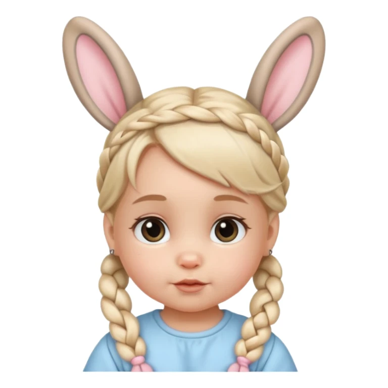 bunny ear accessory wearing baby braided hair sticker