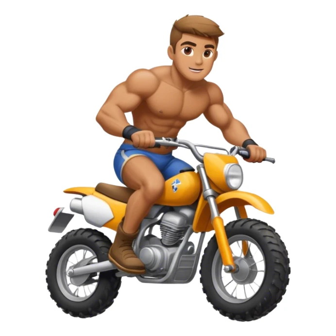 big huge buff man riding a small dirt bike  sticker