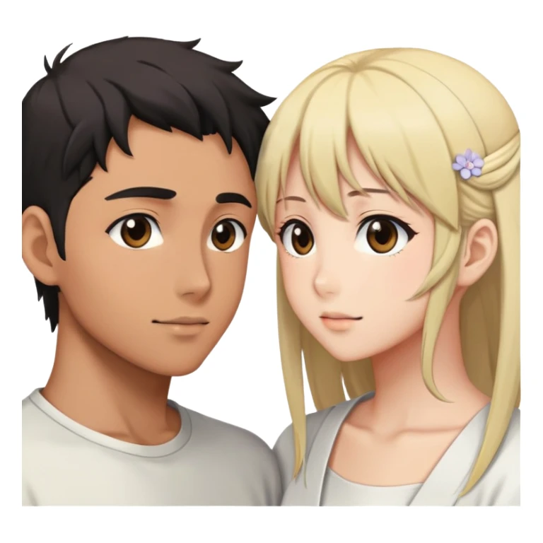 A romantic beautiful hetero anime couple looking into each others eyes  sticker