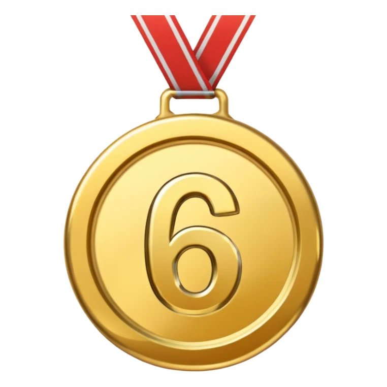 sixth place medal with number 6 on it sticker