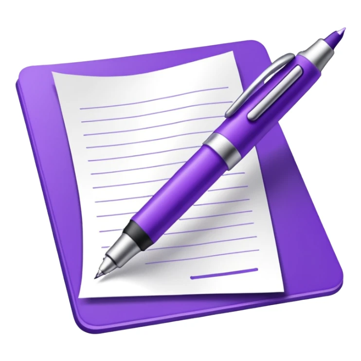 purple pen on paper emoji sticker