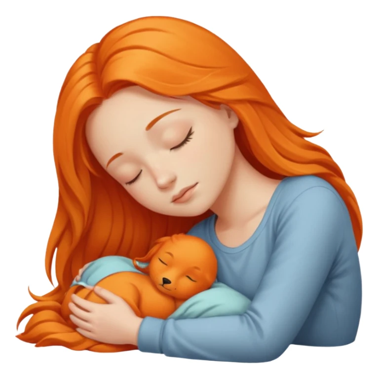 Orange long hair girl sleeping sticker