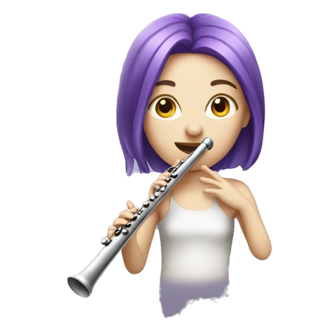 Pale girl with purple hair playing flute sticker