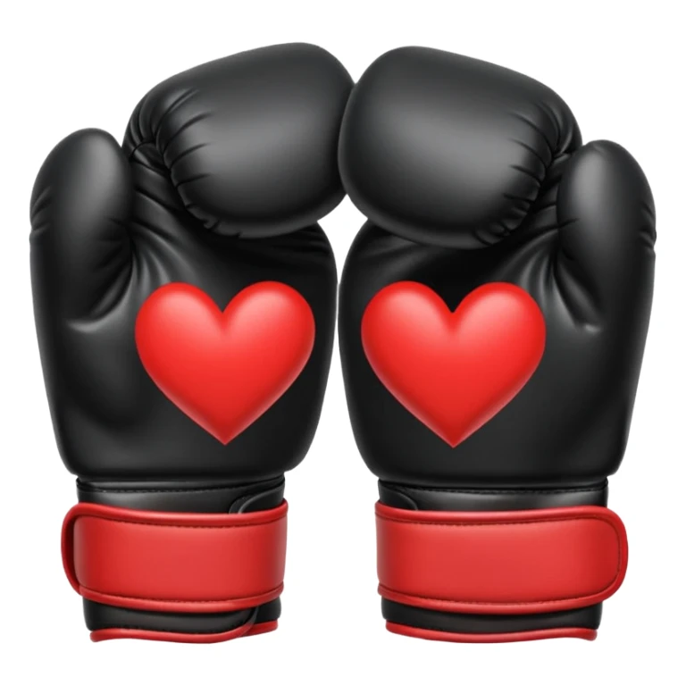 Genera un emoji de guantes de boxeo negros con corazones rotos  sticker